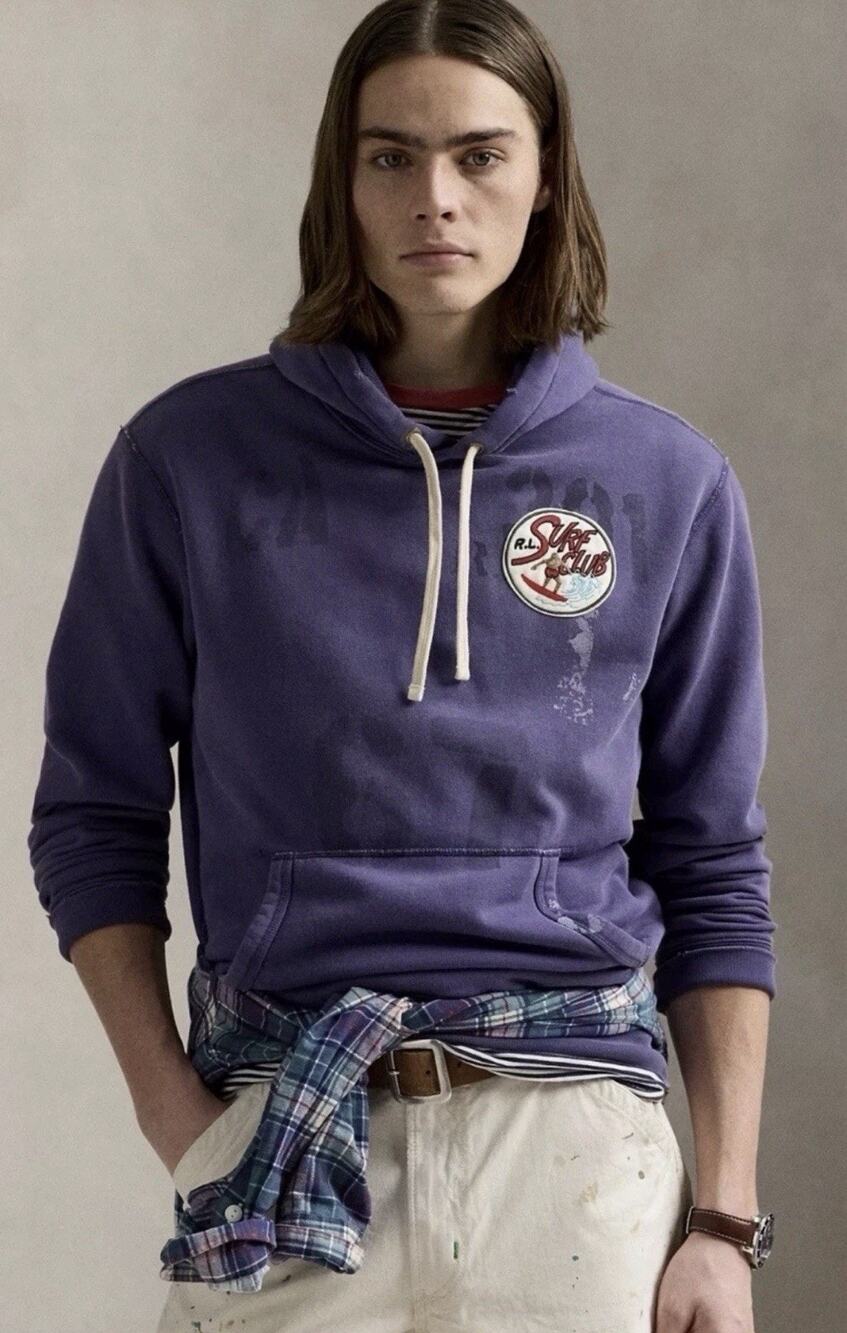 Polo Ralph Lauren Surf Club Hoodie Mens XXL Vintage Fit Garment Dyed NWT
